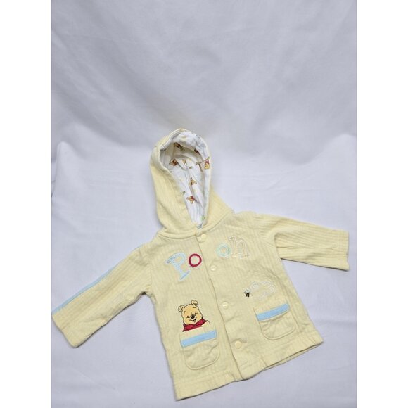 Disney Baby Winnie The Pooh Embroidered Button Up Yellow Sweater Size 3 Months - Picture 1 of 10